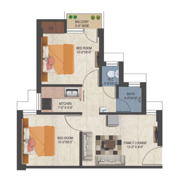 2 BHK (L2 Tower)